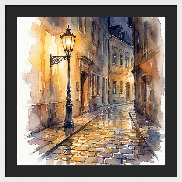 Street Lamp In Rainy Alley