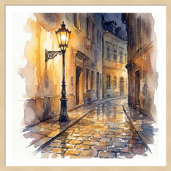 Street Lamp In Rainy Alley