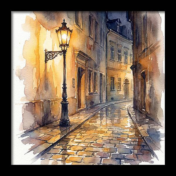 Street Lamp In Rainy Alley