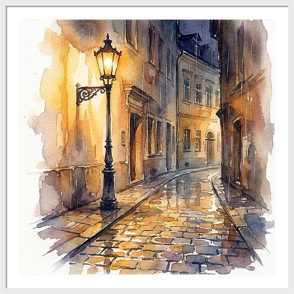 Street Lamp In Rainy Alley