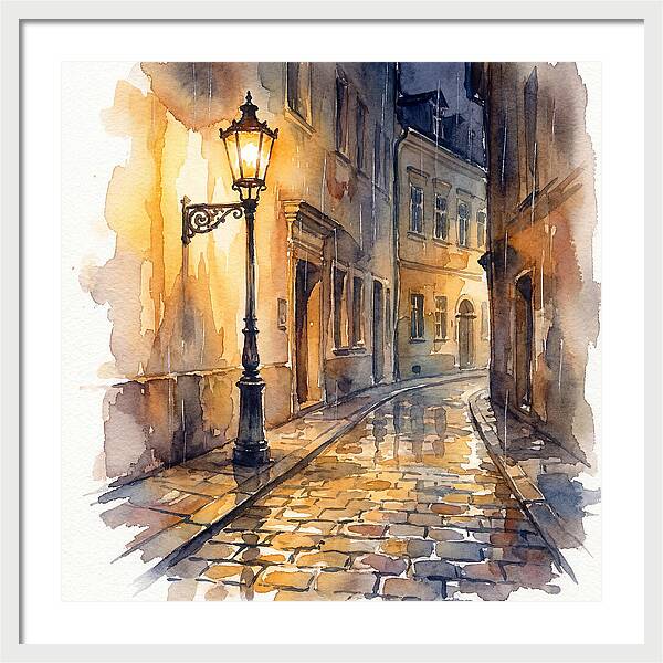 Street Lamp In Rainy Alley