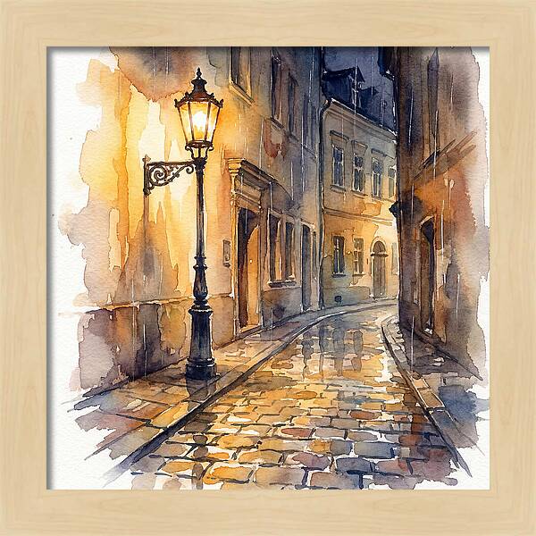 Street Lamp In Rainy Alley