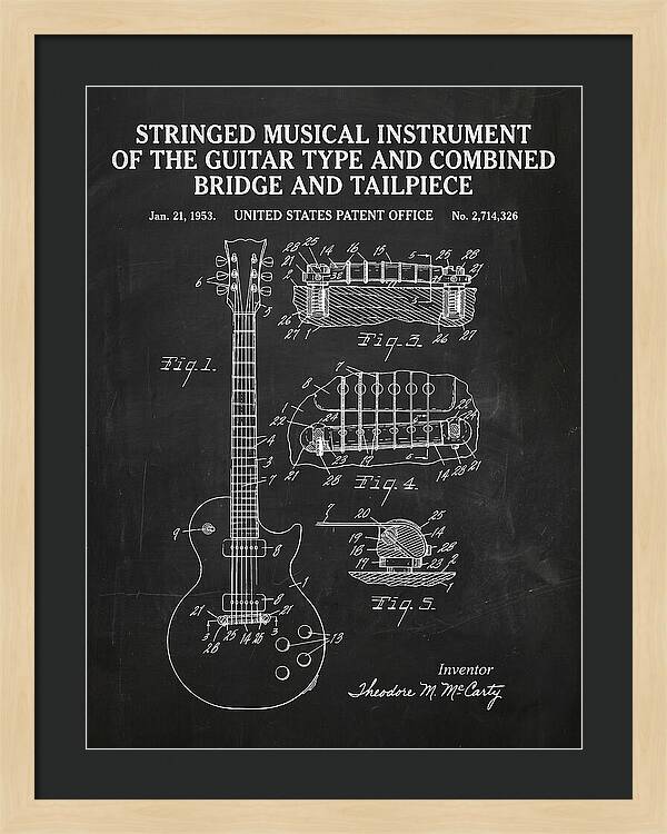 Stringed Instrument And Combined Bridge Gibson Les Paul Chalkboard Patent Us2714326a