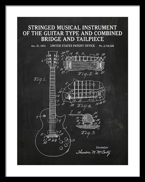 Stringed Instrument And Combined Bridge Gibson Les Paul Chalkboard Patent Us2714326a