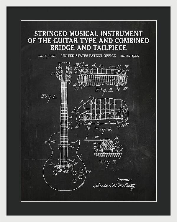 Stringed Instrument And Combined Bridge Gibson Les Paul Chalkboard Patent Us2714326a