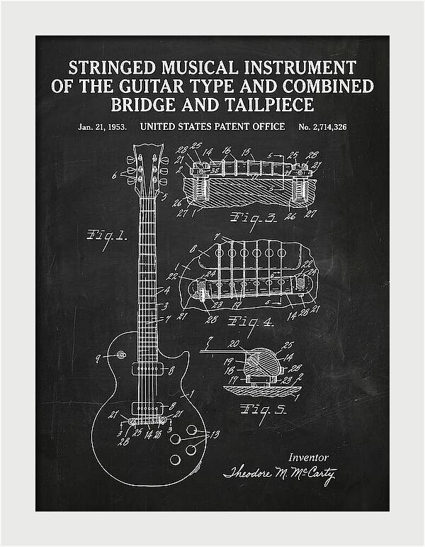 Stringed Instrument And Combined Bridge Gibson Les Paul Chalkboard Patent Us2714326a