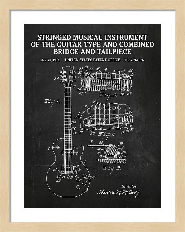 Stringed Instrument And Combined Bridge Gibson Les Paul Chalkboard Patent Us2714326a