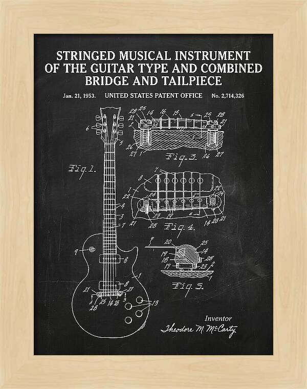 Stringed Instrument And Combined Bridge Gibson Les Paul Chalkboard Patent Us2714326a