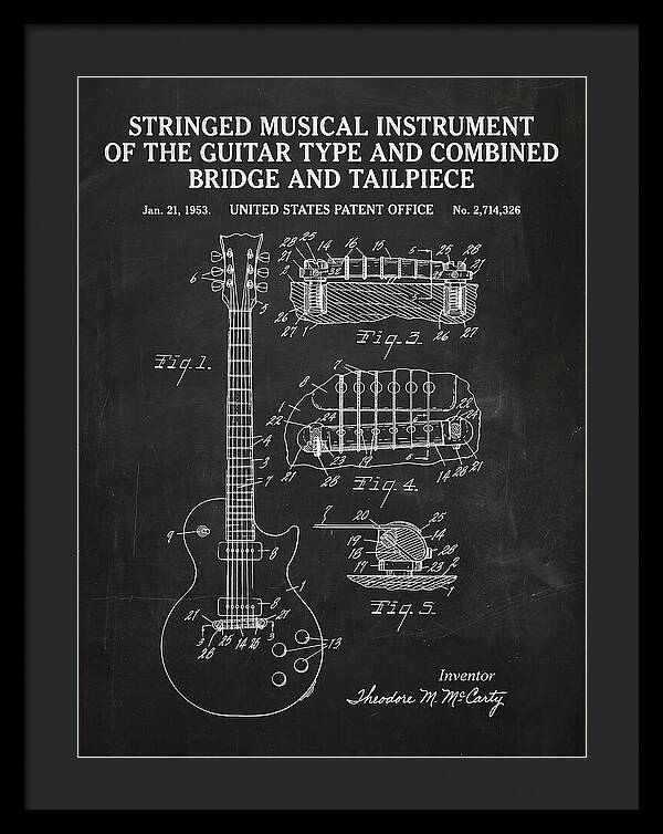 Stringed Instrument And Combined Bridge Gibson Les Paul Chalkboard Patent Us2714326a
