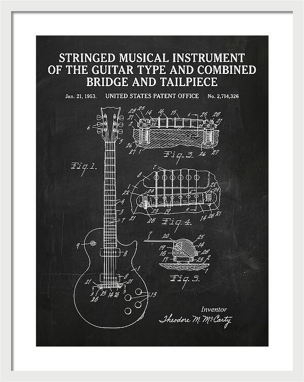 Stringed Instrument And Combined Bridge Gibson Les Paul Chalkboard Patent Us2714326a