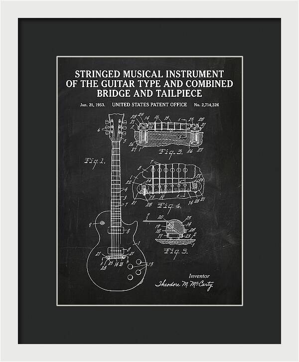Stringed Instrument And Combined Bridge Gibson Les Paul Chalkboard Patent Us2714326a