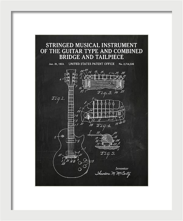 Stringed Instrument And Combined Bridge Gibson Les Paul Chalkboard Patent Us2714326a