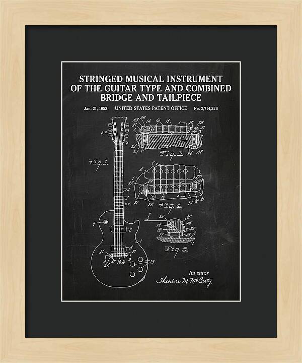 Stringed Instrument And Combined Bridge Gibson Les Paul Chalkboard Patent Us2714326a