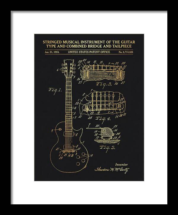 Stringed Instrument And Combined Bridge Gibson Les Paul Gold Patent Us2714326a