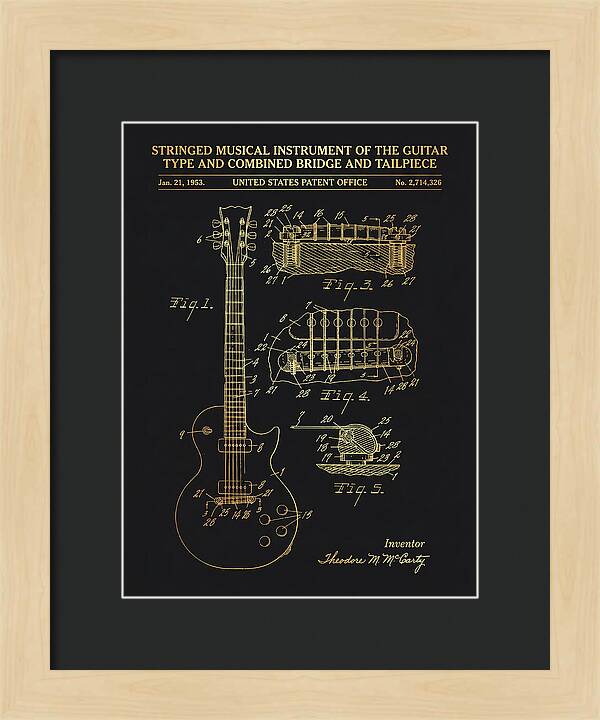 Stringed Instrument And Combined Bridge Gibson Les Paul Gold Patent Us2714326a