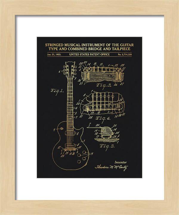 Stringed Instrument And Combined Bridge Gibson Les Paul Gold Patent Us2714326a
