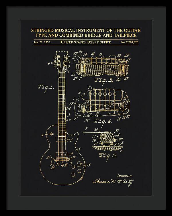 Stringed Instrument And Combined Bridge Gibson Les Paul Gold Patent Us2714326a