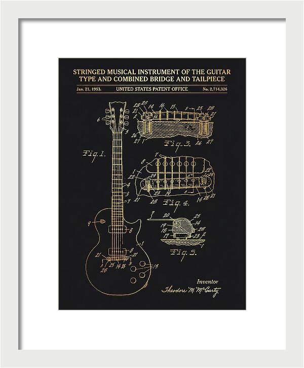 Stringed Instrument And Combined Bridge Gibson Les Paul Gold Patent Us2714326a