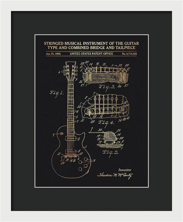 Stringed Instrument And Combined Bridge Gibson Les Paul Gold Patent Us2714326a