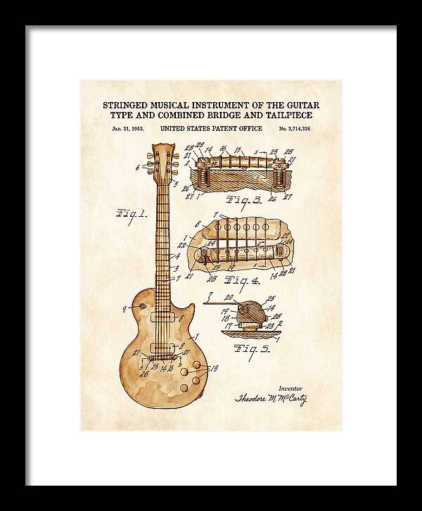 Stringed Instrument And Combined Bridge Gibson Les Paul Watercolor Patent Us2714326a