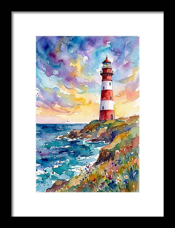Striped Lighthouse At Dusk