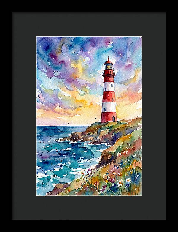 Striped Lighthouse At Dusk