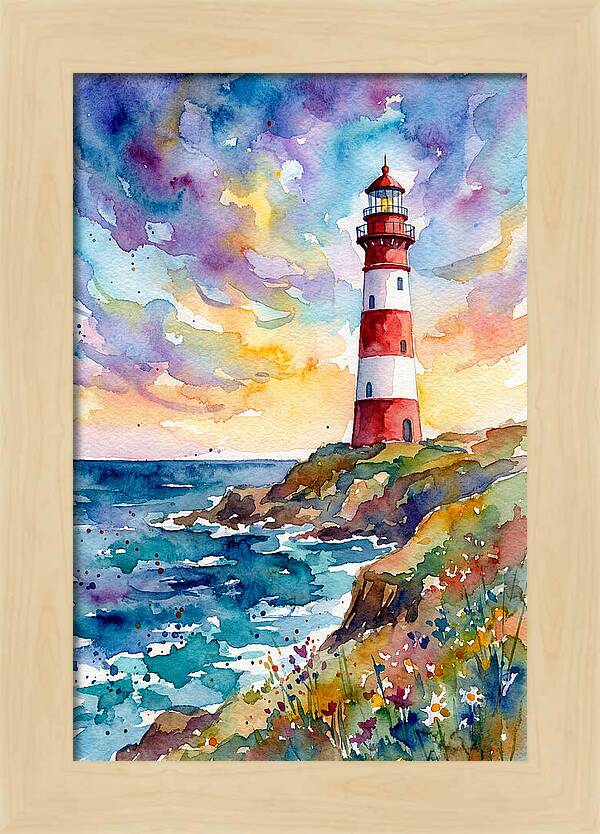 Striped Lighthouse At Dusk