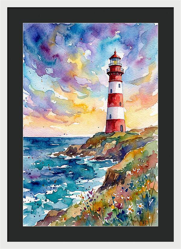 Striped Lighthouse At Dusk