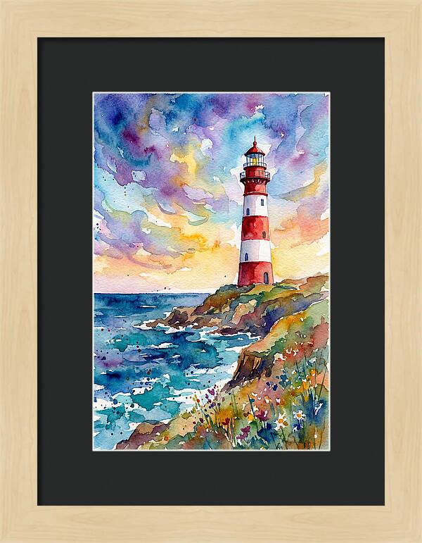 Striped Lighthouse At Dusk