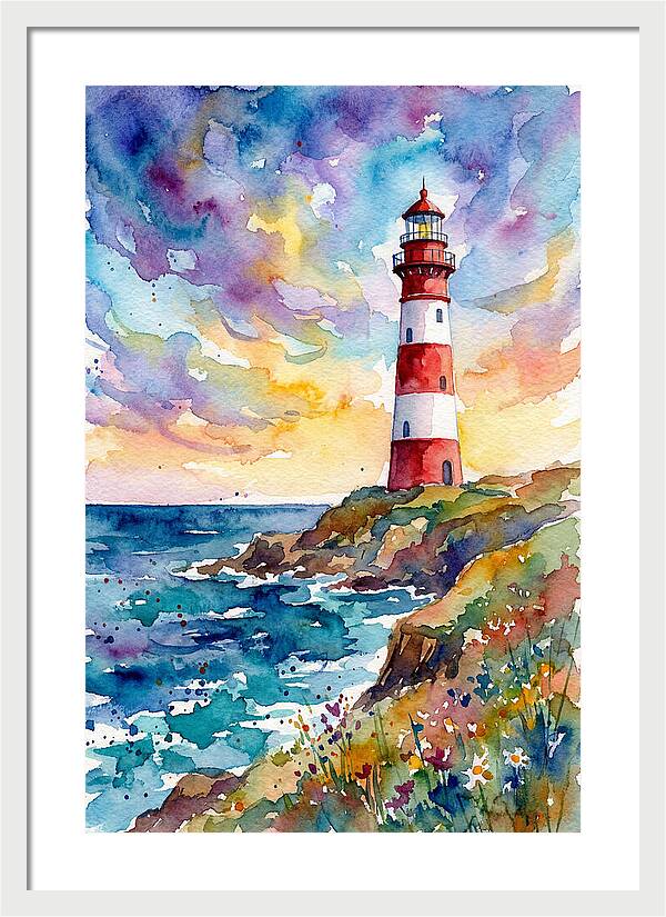 Striped Lighthouse At Dusk