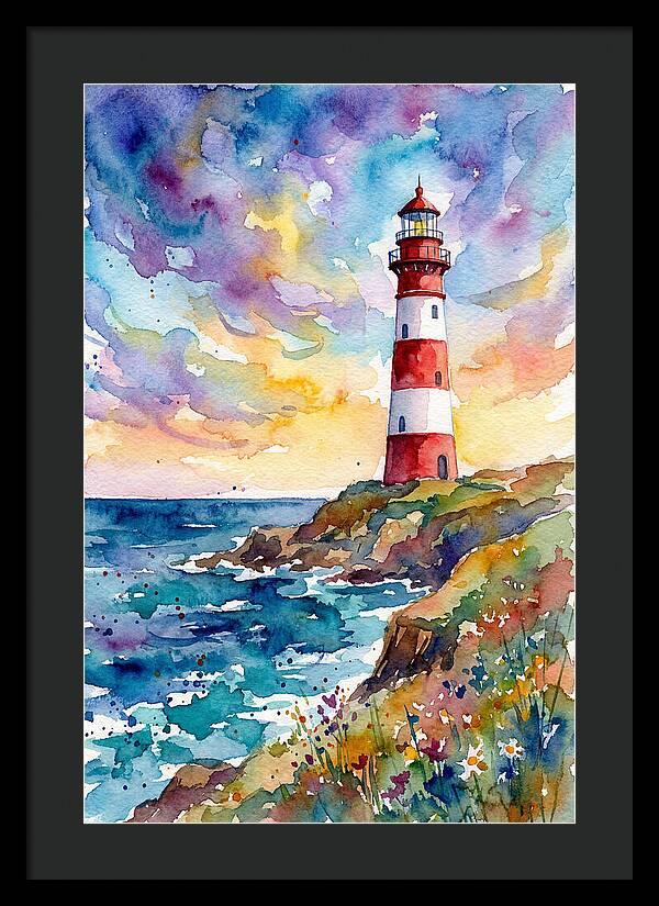 Striped Lighthouse At Dusk