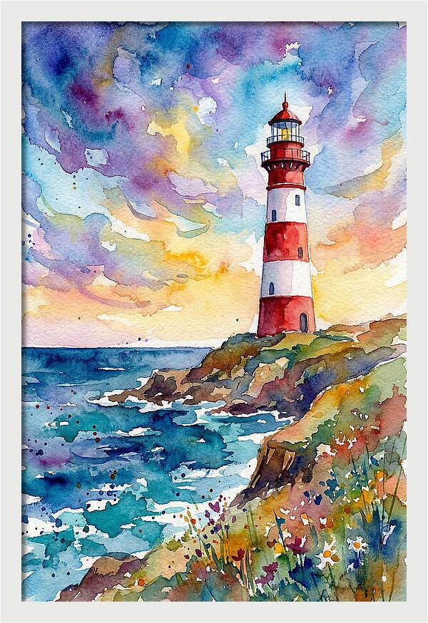 Striped Lighthouse At Dusk