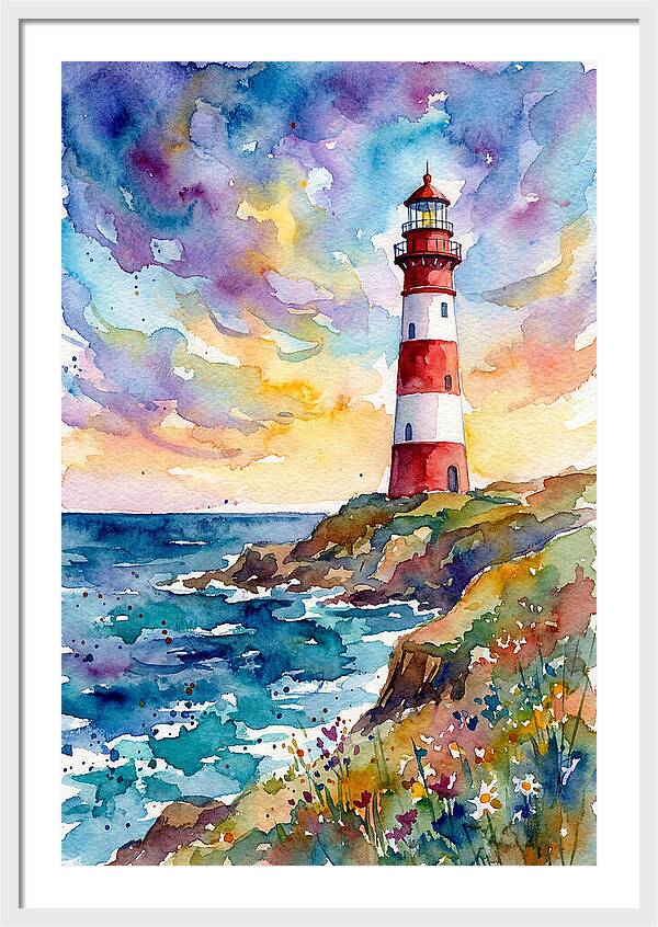 Striped Lighthouse At Dusk