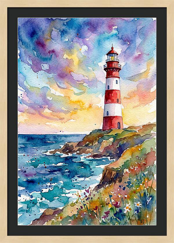 Striped Lighthouse At Dusk