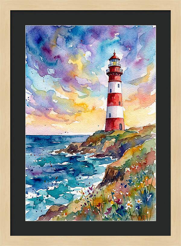 Striped Lighthouse At Dusk