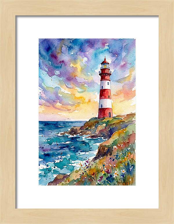 Striped Lighthouse At Dusk