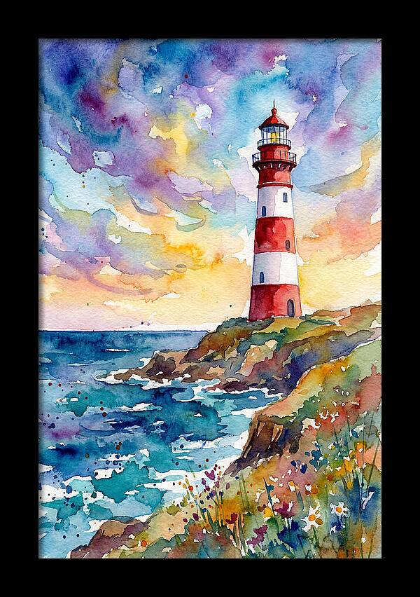 Striped Lighthouse At Dusk