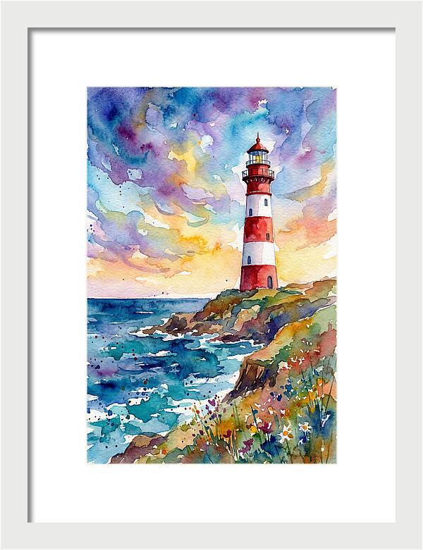 Striped Lighthouse At Dusk