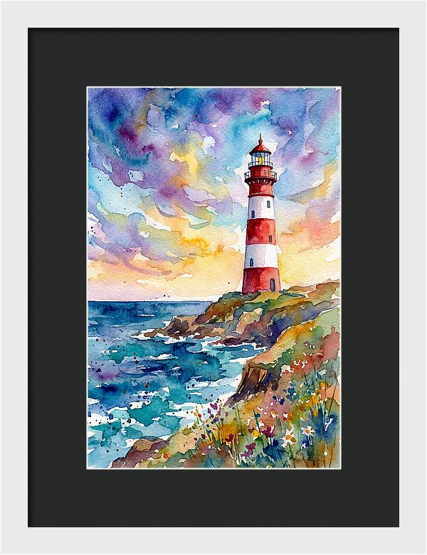 Striped Lighthouse At Dusk