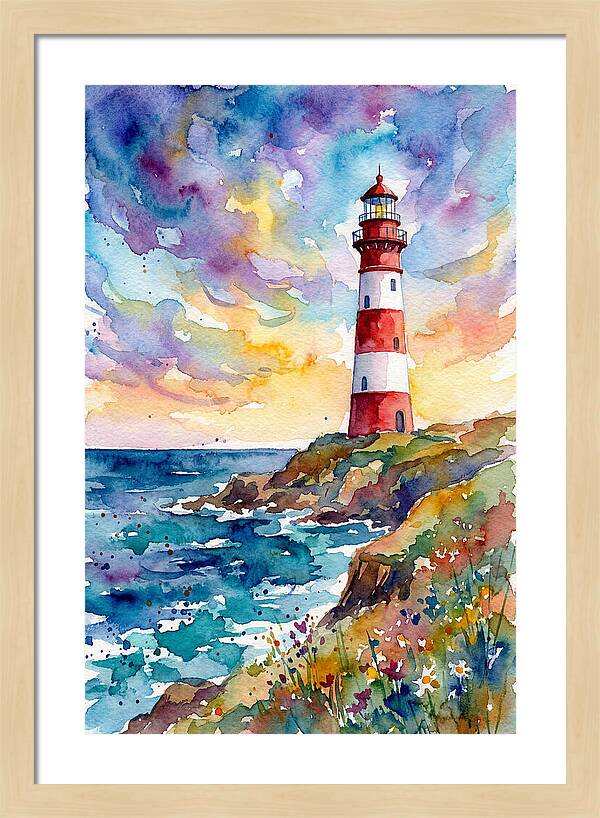 Striped Lighthouse At Dusk