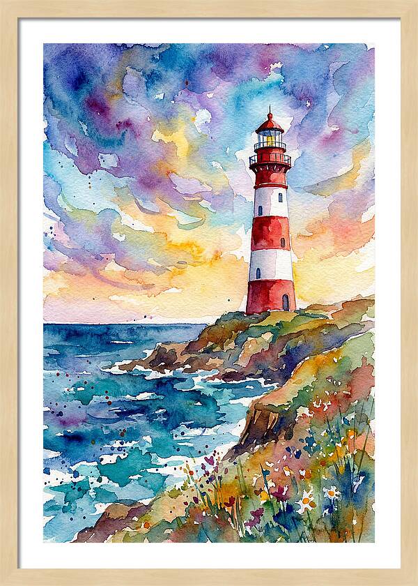 Striped Lighthouse At Dusk