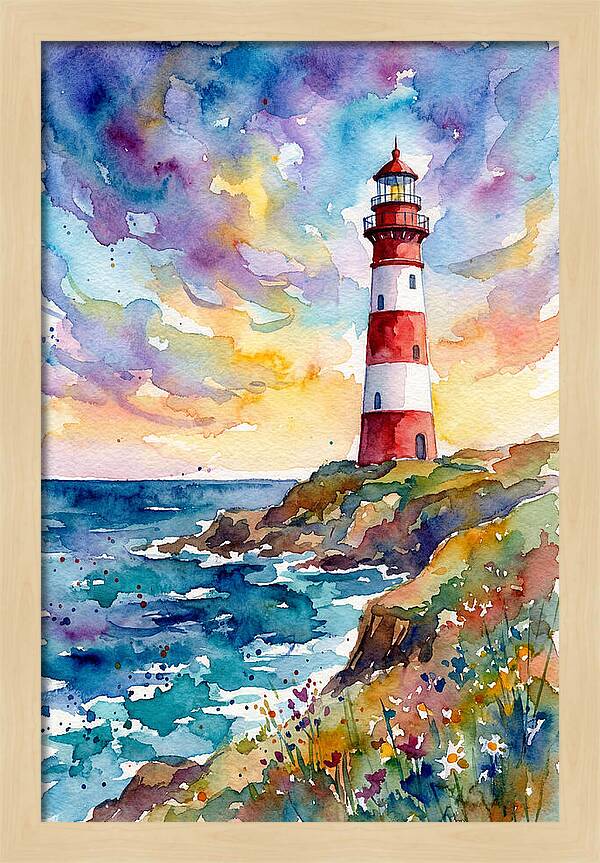 Striped Lighthouse At Dusk