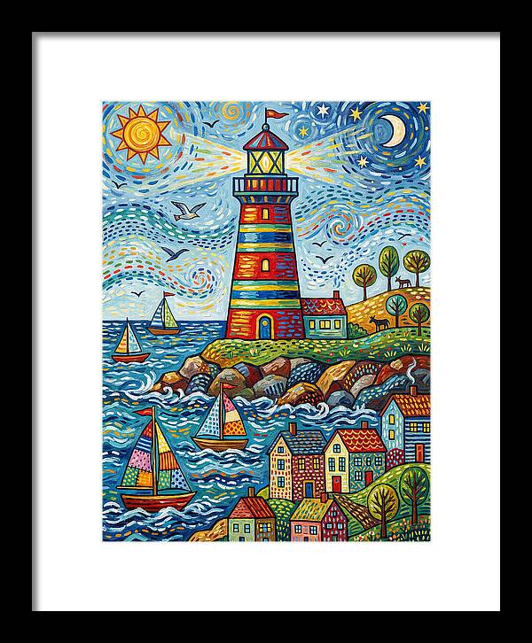 Striped Lighthouse By The Sea
