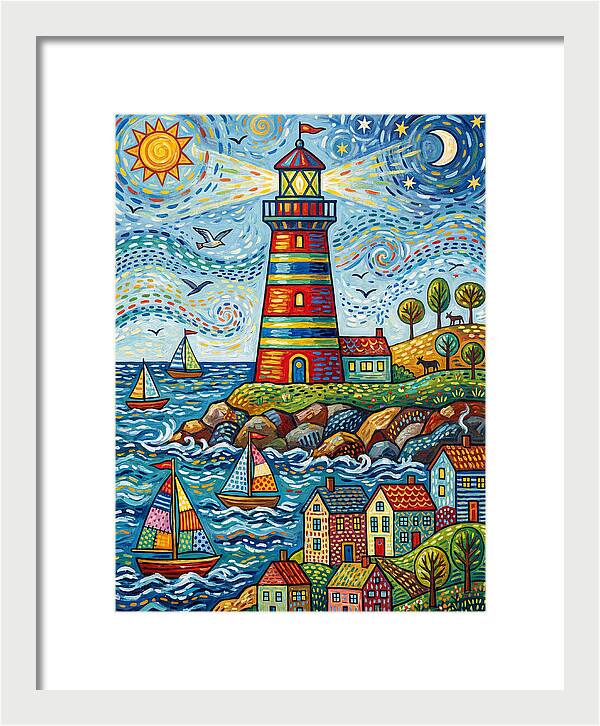 Striped Lighthouse By The Sea