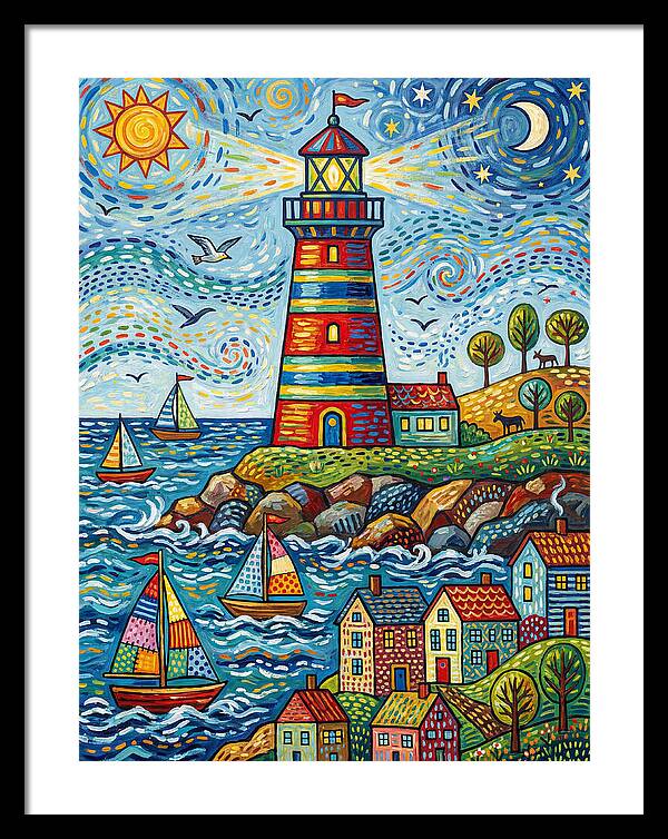 Striped Lighthouse By The Sea