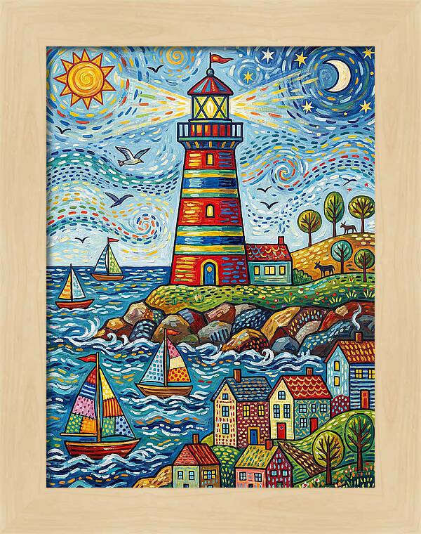 Striped Lighthouse By The Sea
