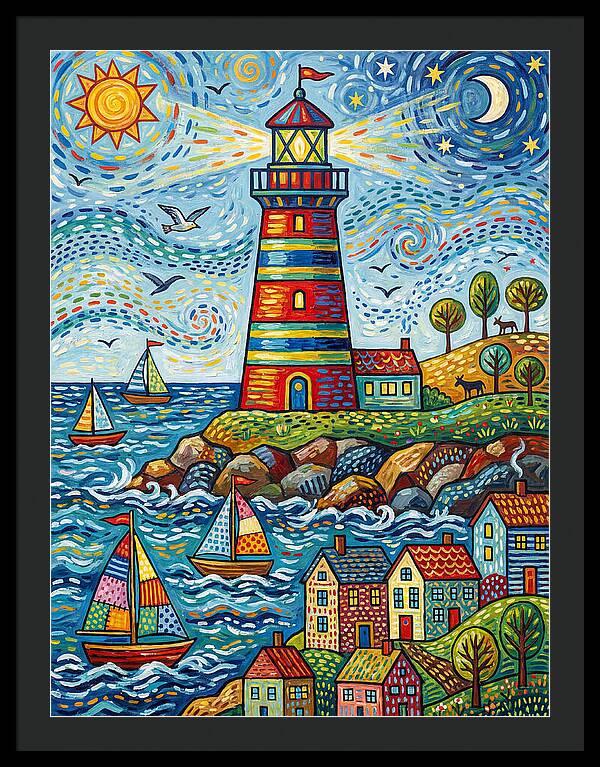 Striped Lighthouse By The Sea