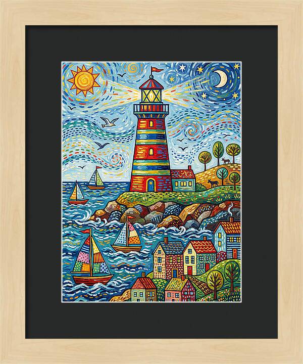 Striped Lighthouse By The Sea