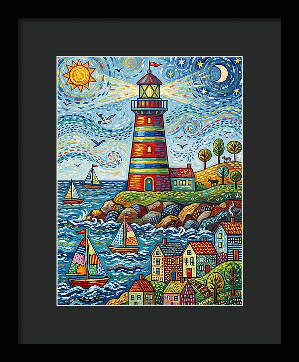 Striped Lighthouse By The Sea