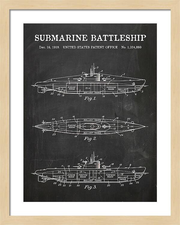 Submarine Battleship Chalkboard Patent Us1324880